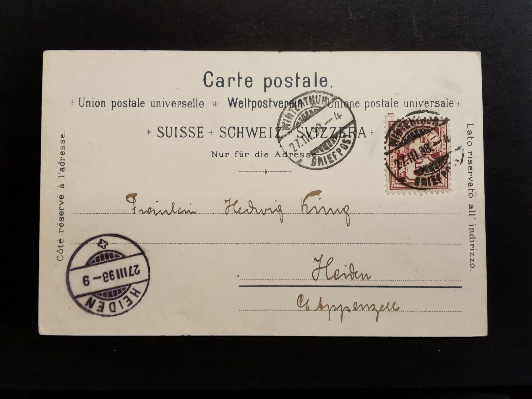 Cartoline postali: Litho   1898  Winterthur  Top Stück  Ansichtskarte – Usato da Rheineck venduto da kat_7gld 1