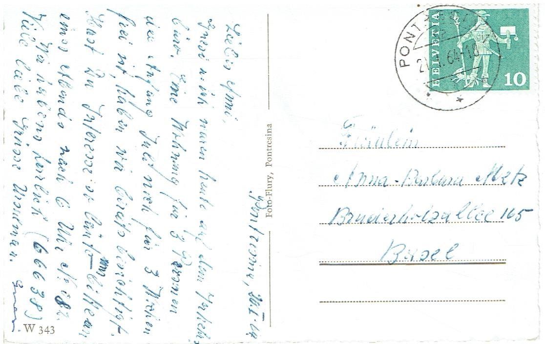 Ansichtskarten: Blick von Muottas Muragl 1964 – Gebraucht aus Flims - Dorf von Stagediver 1