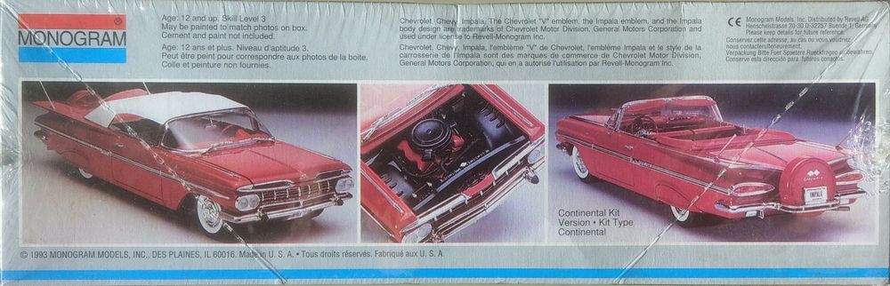 Monogram 59 1959 Chevy Chevrolet Impala Convertible 1:25 (Neu und ...