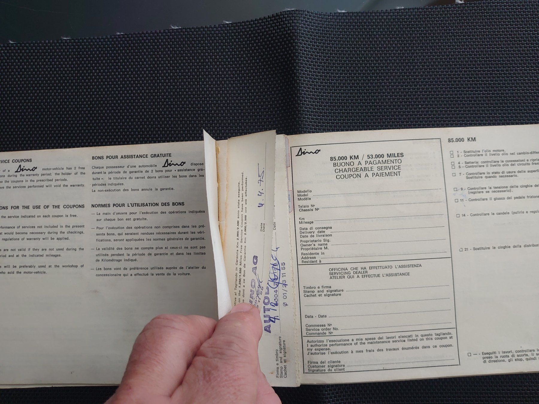 Ferrari Documenti: Ferrari Dino Serviceheft – Usato da Hallwil venduto da mike16 2