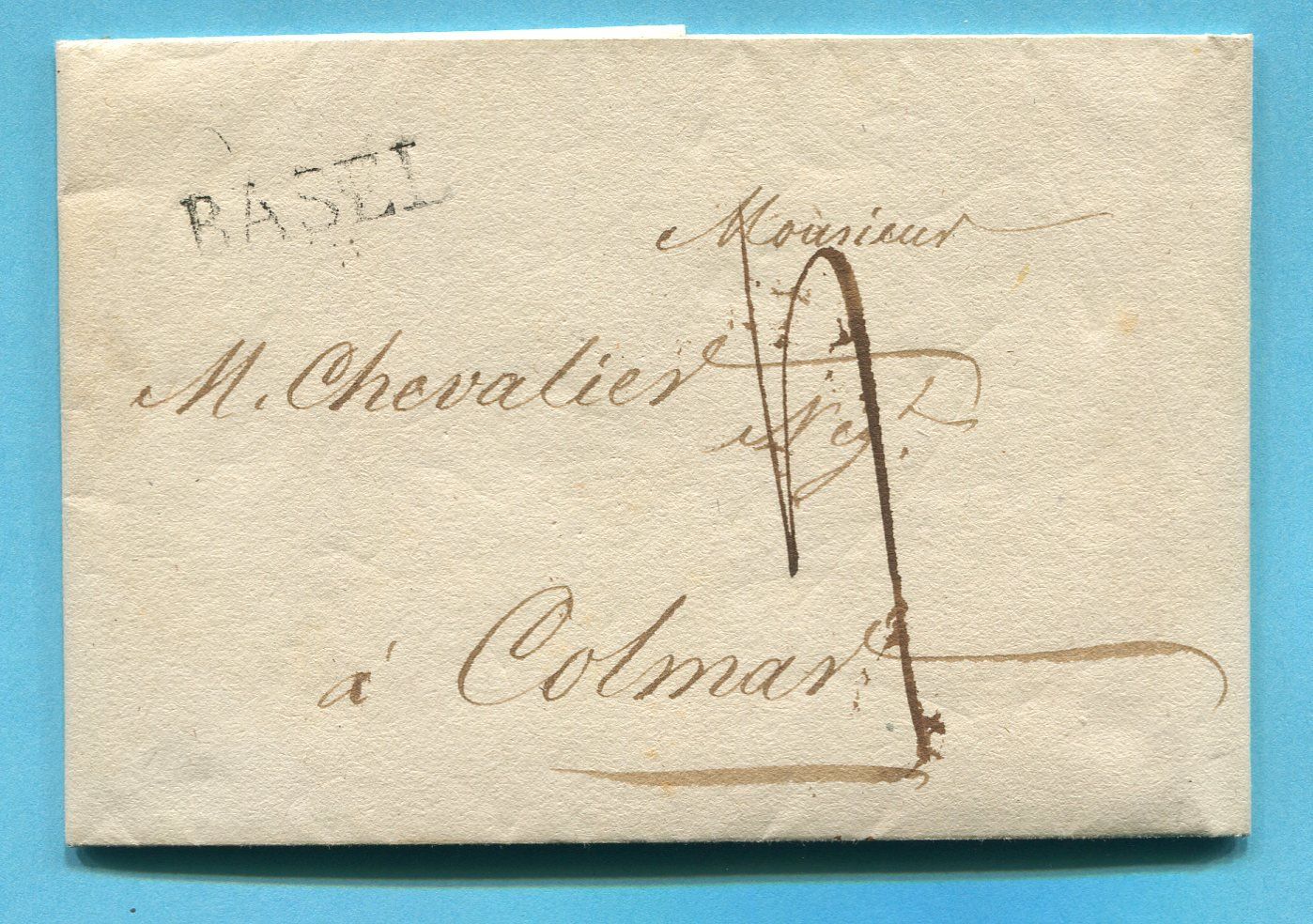 Tutti i francobolli: Faltbrief von Basel nach Colmar 1807 – Usato da Opfikon venduto da Prophila
