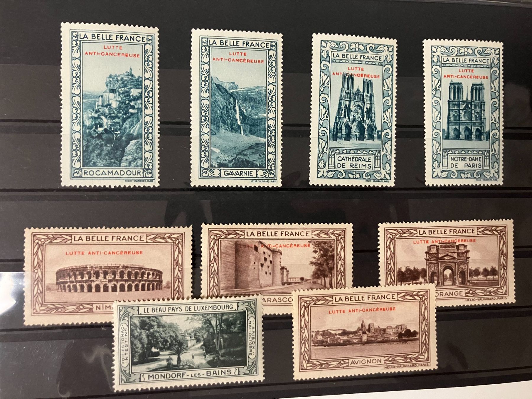 Tutti i francobolli: Frankreich, Krebshilfe, **, 9 vers. Vignetten – Usato da Würenlos venduto da Eulenpostuhu