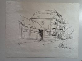 feine Zeichnung Bild Gemälde signiert M. Matscher