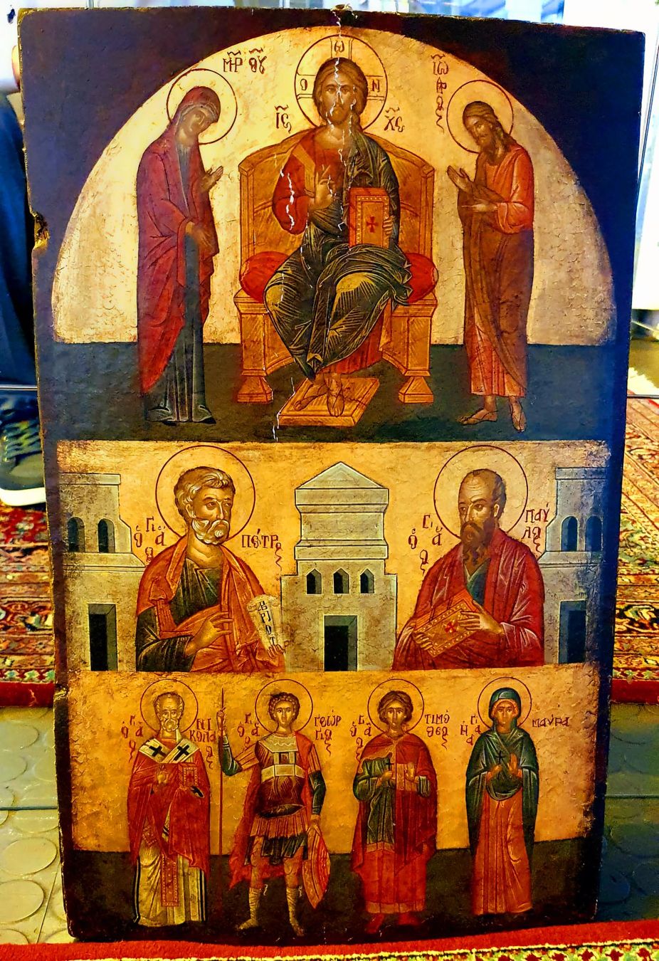 Dipinti: Ikone mit Heiligenfiguren, religiöses Bild, antik – Usato da Zürich venduto da adriben