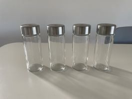 4 kleine Glasflaschen mit Schraubdeckel, ideal für Gewürze