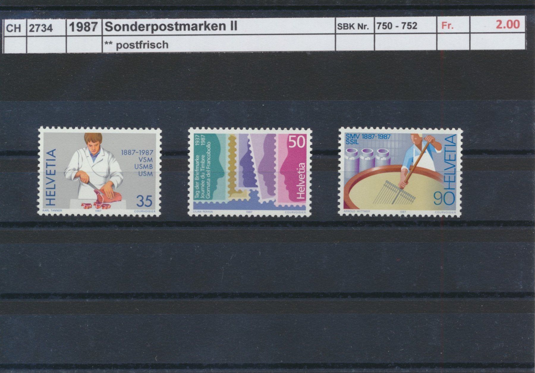 Tous les timbres: 1987 "Sonderpostmarken II", ** postfrisch – Neuf (Voir description) à Winterthur par Zupogeru