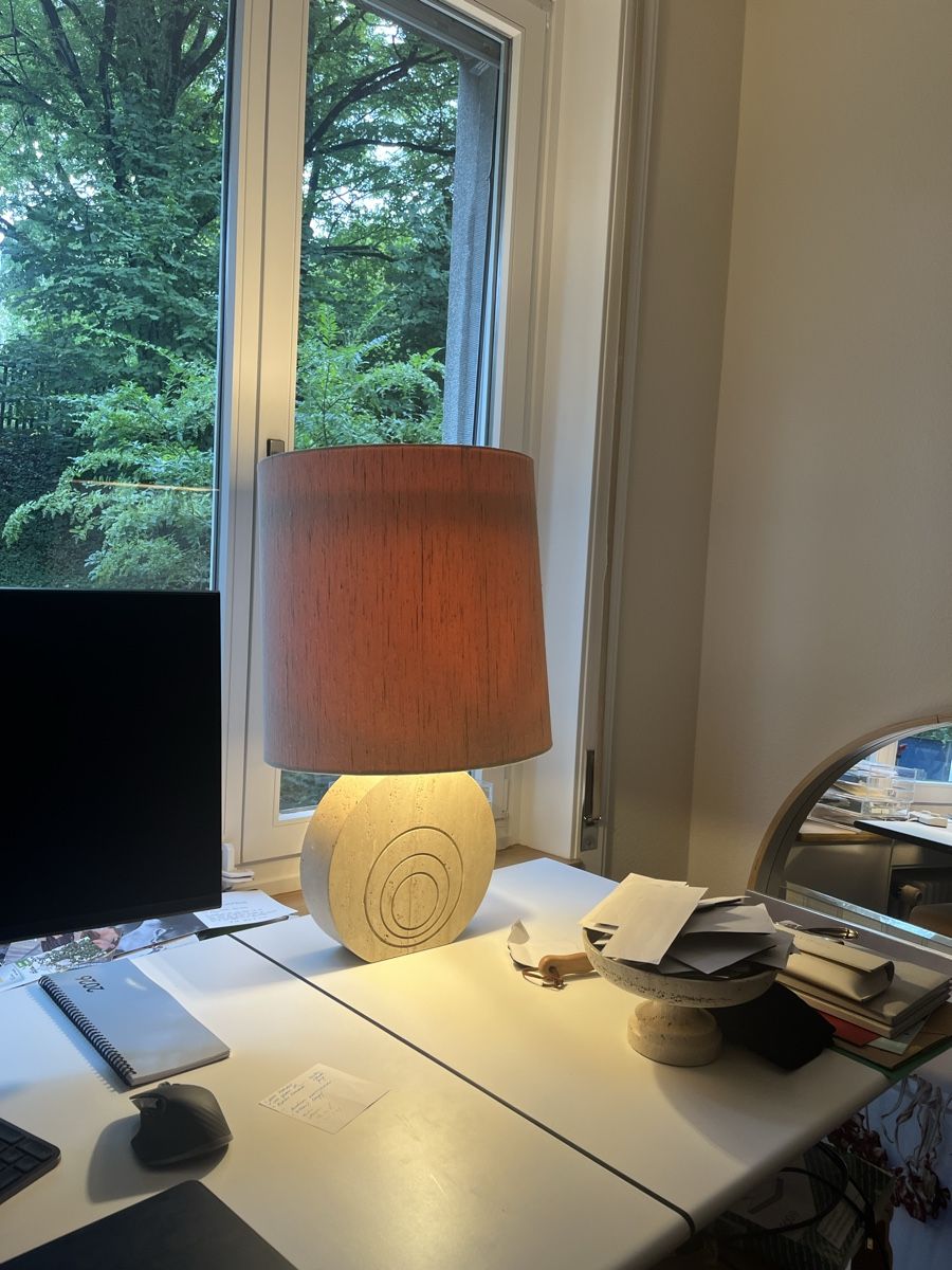 Lampade: Grosse Fratelli Manelli Lampe Travertin Messing – Usato da Zürich venduto da StudioCardin 4