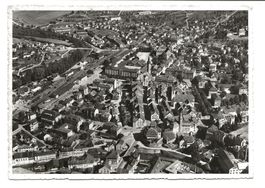 Frauenfeld TG Zentrum - Kirche - Bahnhof - Flugaufnahme 1951