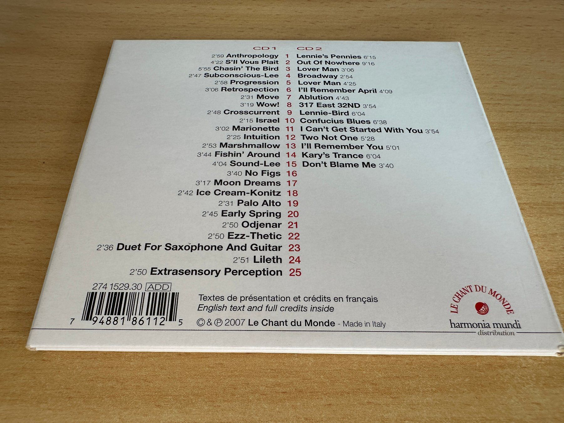 CD: Lee Konitz – Two Not One - 2 CD – Usato da Rikon im Tösstal venduto da Alpenmutz 1