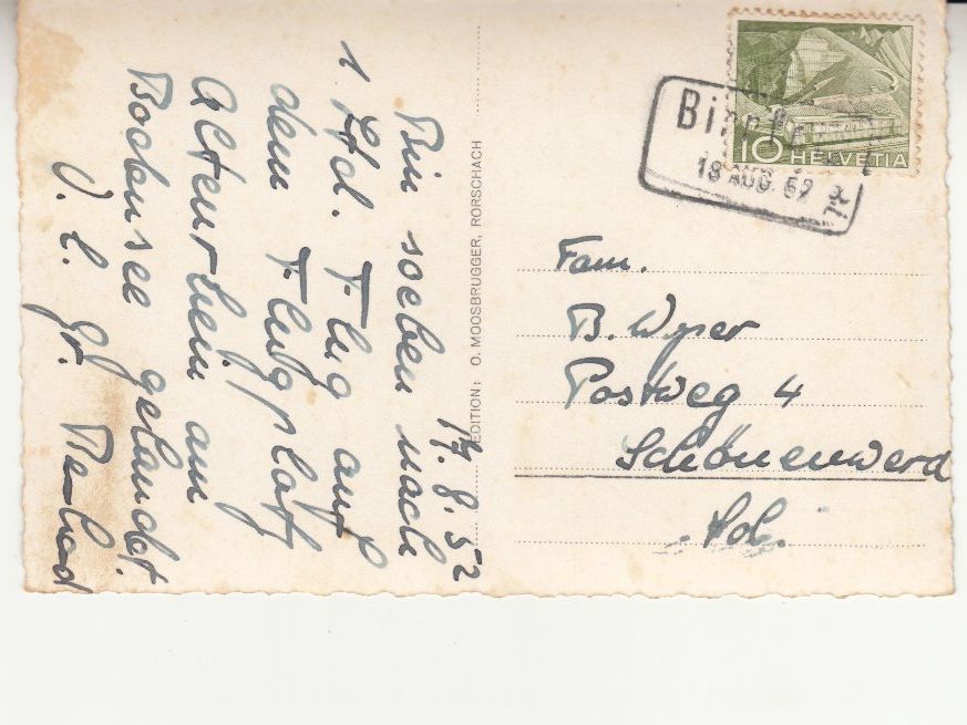 Cartoline postali: Rorschach 1952 mit Bahnstempel Birrfeld – Usato da Bürglen TG venduto da StampGraf 1