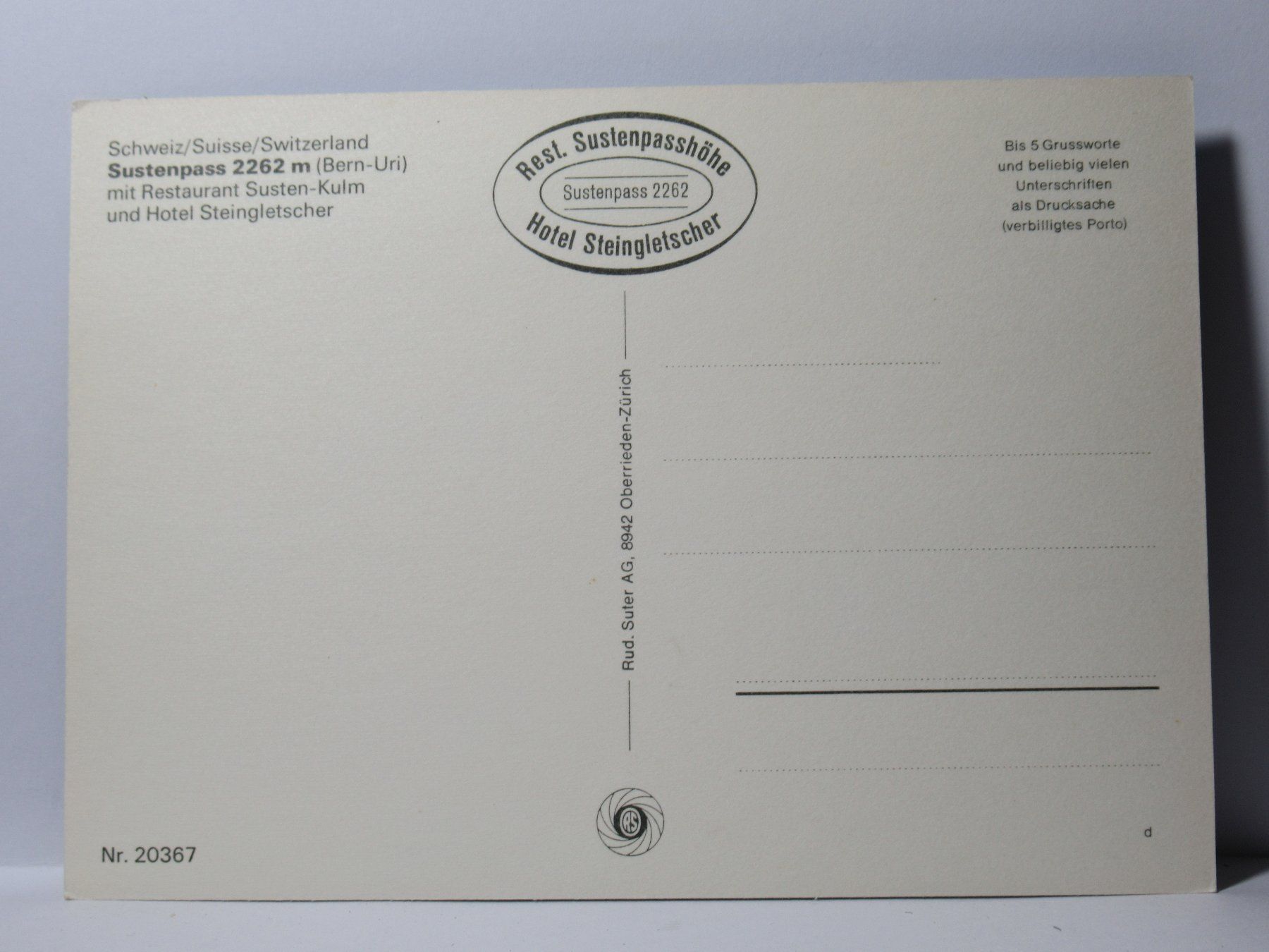 Ansichtskarten: Sustenpass , Restaurant – Neu (gemäss Beschreibung) aus Grenchen von Bluemchen1900 2