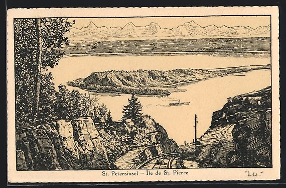 Cartoline postali: St. Petersinsel, Totalansicht mit Dampfe – Usato da Berlin venduto da bartko-reher