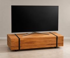 Einzigartiges TV-Möbel / Salontisch aus Holz auf Rollen