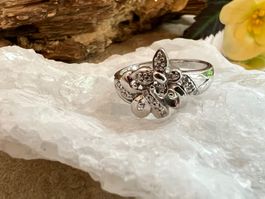 Ring Silber weisse Saphire  Schmetterling - edel u verspielt
