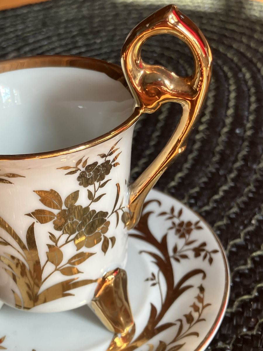 Tassen: Espresso Tasse mit Unterteller, Golddekor, 1884 – Neu (gemäss Beschreibung) aus Oberrüti von Jomaru 2