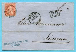 Faltbrief von Chur nach Livorno 1865 mit PD Stempel