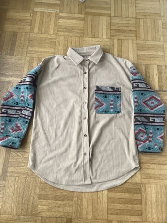 Hemd beige gemustert Ärmel mit Muster guter Zustand Gr. M