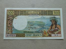 Papeete ++ 100 Francs ND (1969), gute Erhaltung