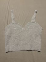 Graues Top, Strick, Bustier, Tank Top, Sommer, Damen, S