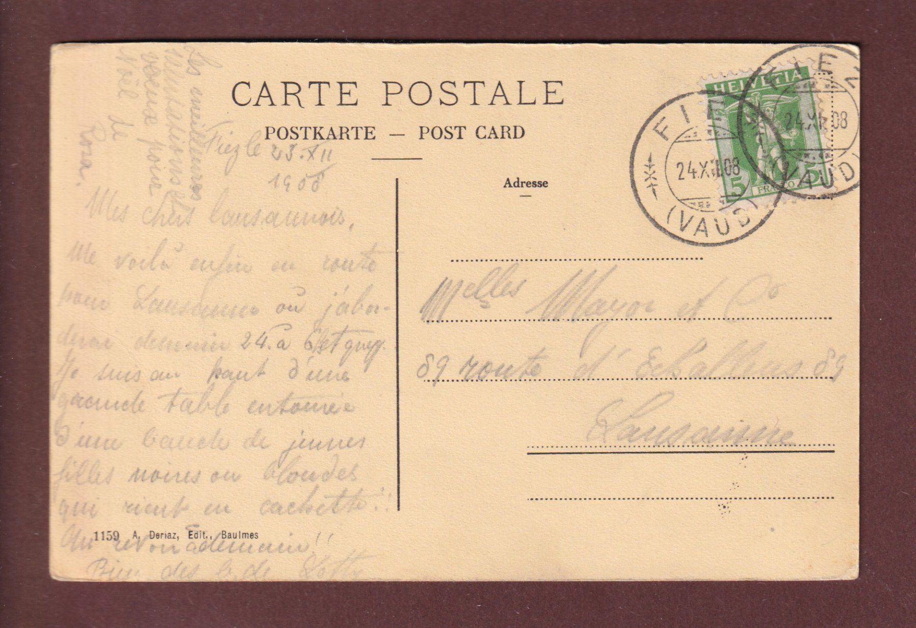 Cartoline postali: Château de GRANDSON - 1908 – Usato da Pully venduto da nicecards 1