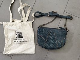 Sac à main bandoulière cuir Biba pétrole neuf