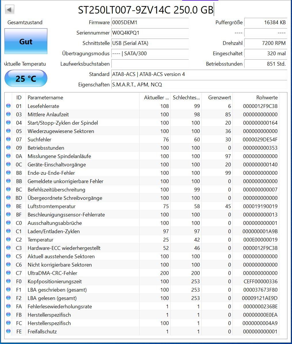 Seagate Dischi rigidi: Seagate Momentus Thin - SATA 2.5" Harddisk 250GB (03) – Usato da Langwiesen venduto da Restposten-24 2