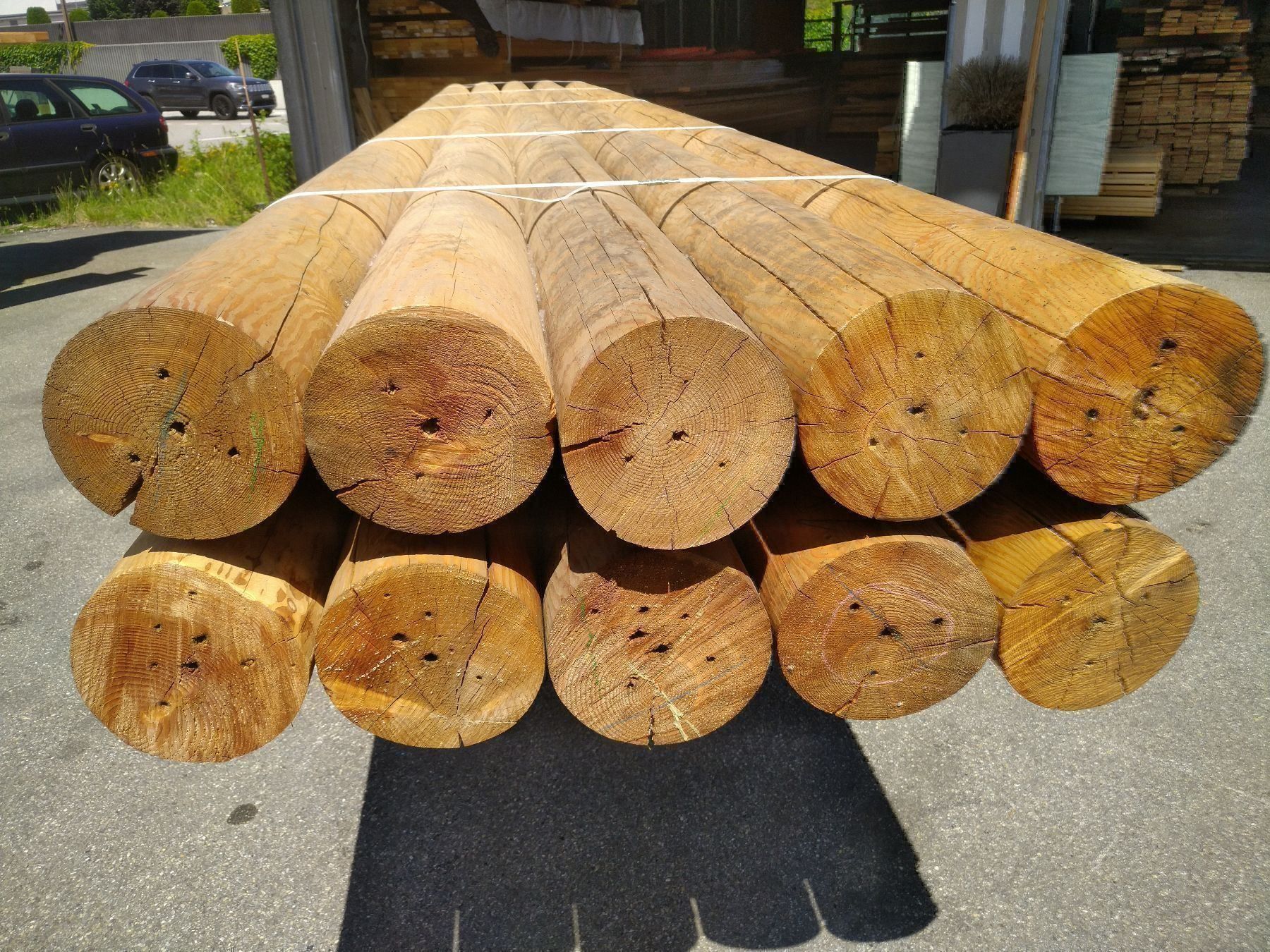 Holzartikel: Palisaden Pfähle Rundholz Träger Lärche – Gebraucht aus Basel von e-swiss 4