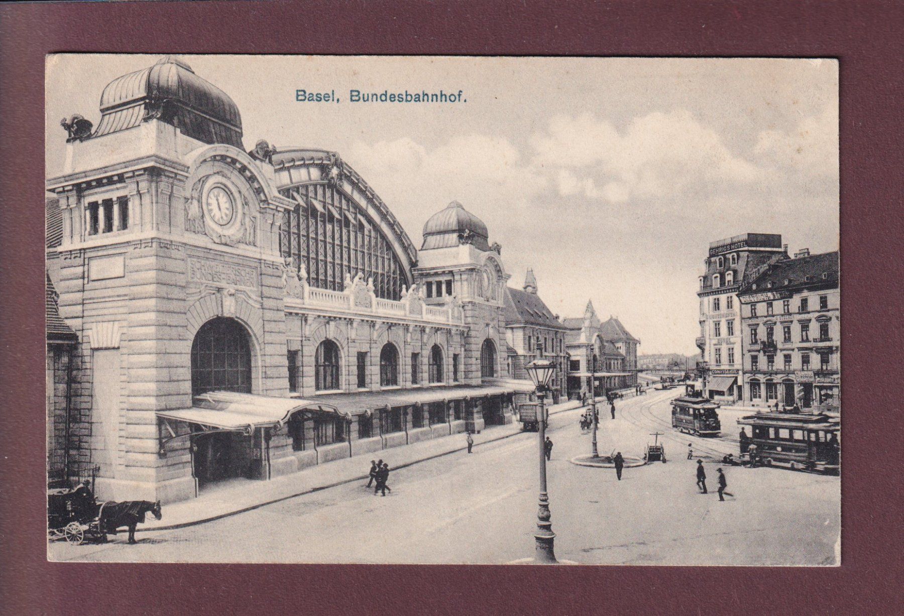 Cartoline postali: BASEL - Bundesbahnhof - Tram - 1911 – Usato da Pully venduto da nicecards
