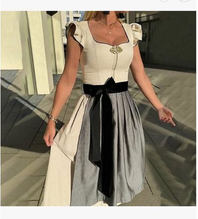 Dirndl, Trachtenkleid mit Schürze, Dirndlkleid, Grösse L