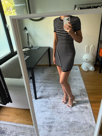 ZARA black and white striped mini dress, like new! Size S