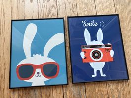 Bilderrahmen mit Motiv Hase, 2er Set, DIN A4