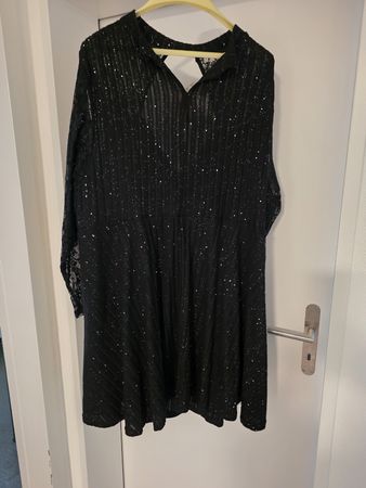 Damen Kleid Curve schwarz Glitzer Spitze Grösse 8XL