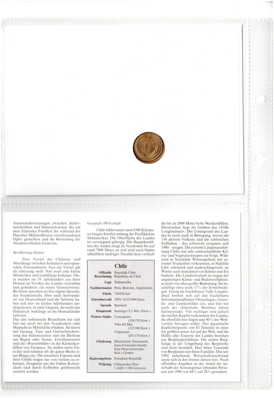 Alle Münzen: Chile_1998_Münzbrief mit Beschreibung – Gebraucht aus Hombrechtikon von Fraese01 3