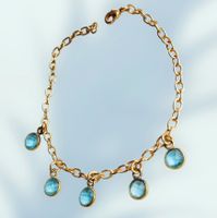Armband  Gold mit Blauen Charms Topas