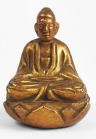 Statua Buddha dorata, meditazione, legno