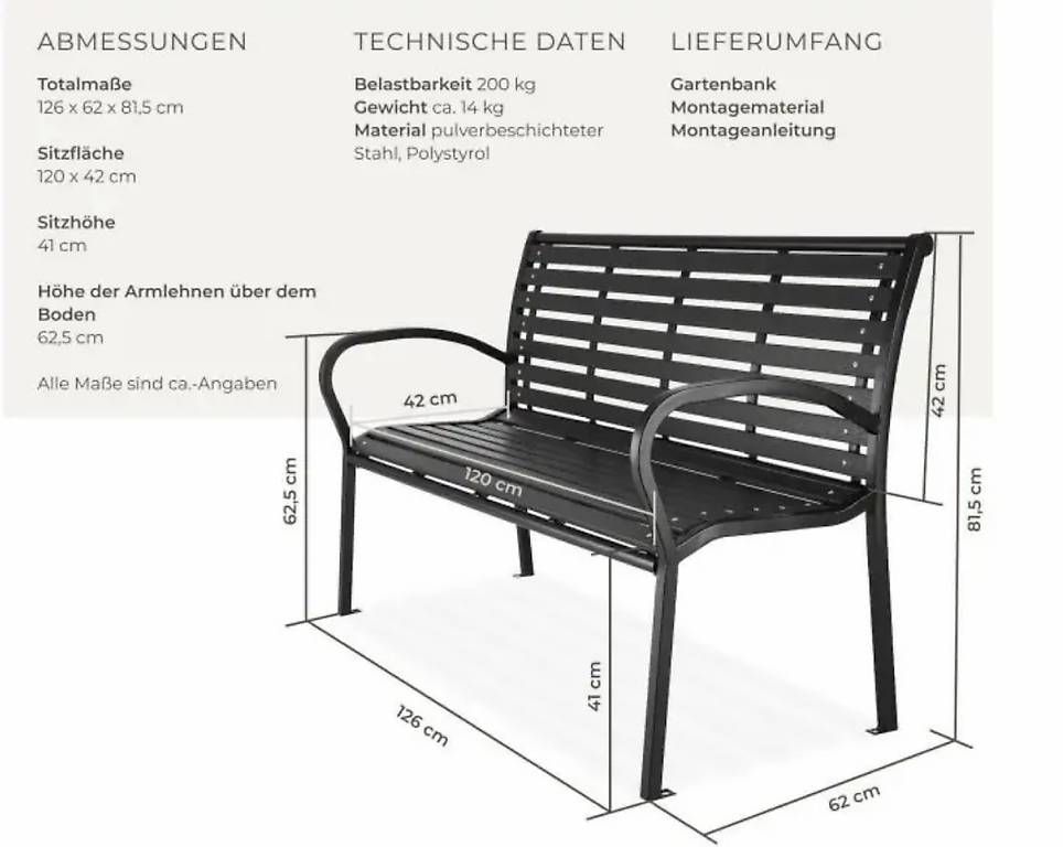 Bänke: neuer Gartenbank schwarz – Neu und originalverpackt aus Necker von liq24 3