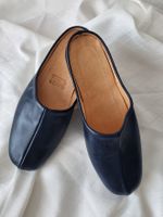 Hausschuhe für Herren aus Leder/ohne Fersenkappe Blau N°42