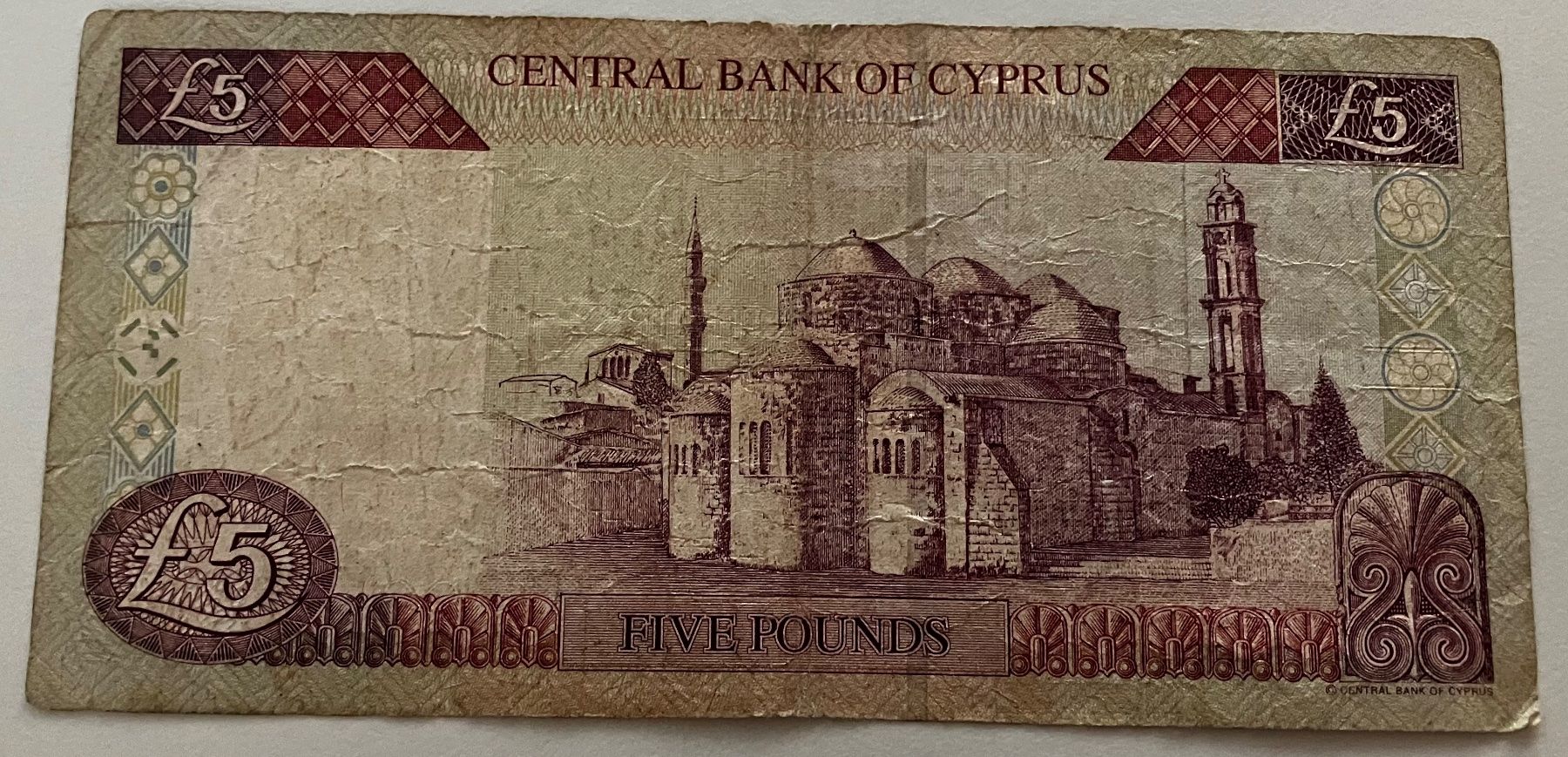 Banknoten: Zypern 5 Pfund 2001 – Gebraucht aus Algetshausen von Carrhard 1