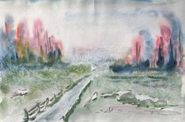 Maria Fischer Walpen, Aquarell, Landschaft
