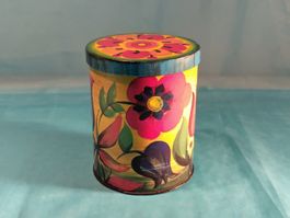Blechbüchse, farbige Blumen, 70er Jahre