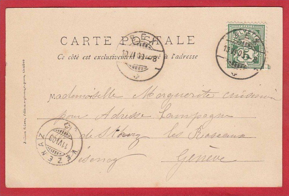 Cartoline postali: BEX PHOTOTYPIE 1903 – Usato da Grüningen venduto da Kartenlaube 1