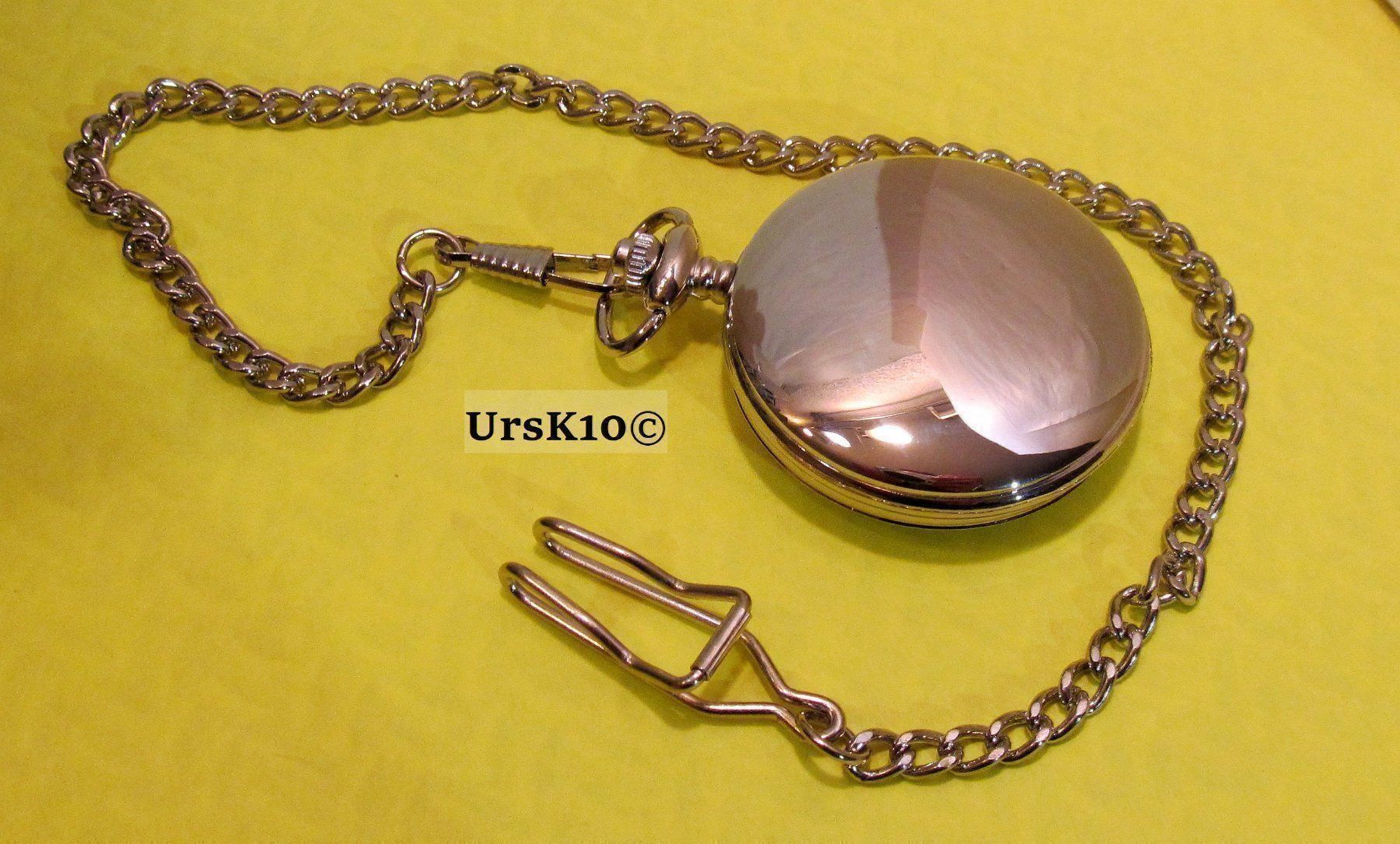 Uhren: Taschenuhr mit Springdeckel silber glänzend mit Kette – Neu und originalverpackt aus St. Margarethen TG von ursk10