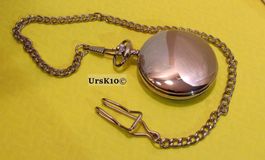 Taschenuhr mit Springdeckel silber glänzend mit Kette