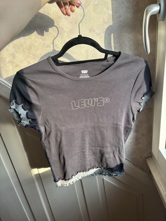 Levi's Damen T-Shirt Top - Grau Strass XS Y2K