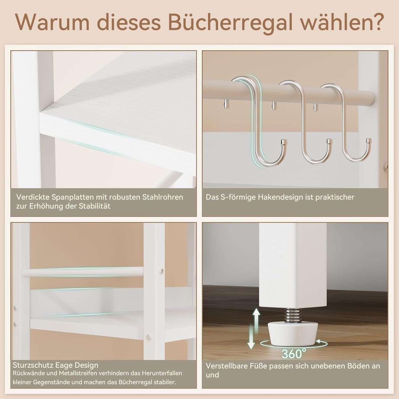 Regale: Bücherregal 5 Ebenen mit 2 Schubladen weiss – Neu und originalverpackt aus Dietikon von Abverkauf10 3