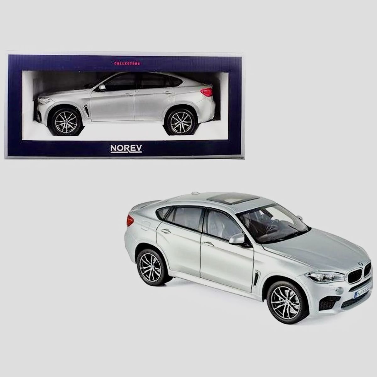 BMW Modellini d'auto: BMW X6 M 2015 MASSSTAB 1:18 SILBERMETALLIC – Nuovo e nell'imballaggio originale da Erlenbach im Simmental venduto da Model_box 7