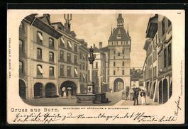 Bern, Marktgasse mit Käfigthurm und Sei