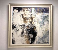 Peinture à l’huile de l’artiste Colomba Amstutz 117 x 117 cm