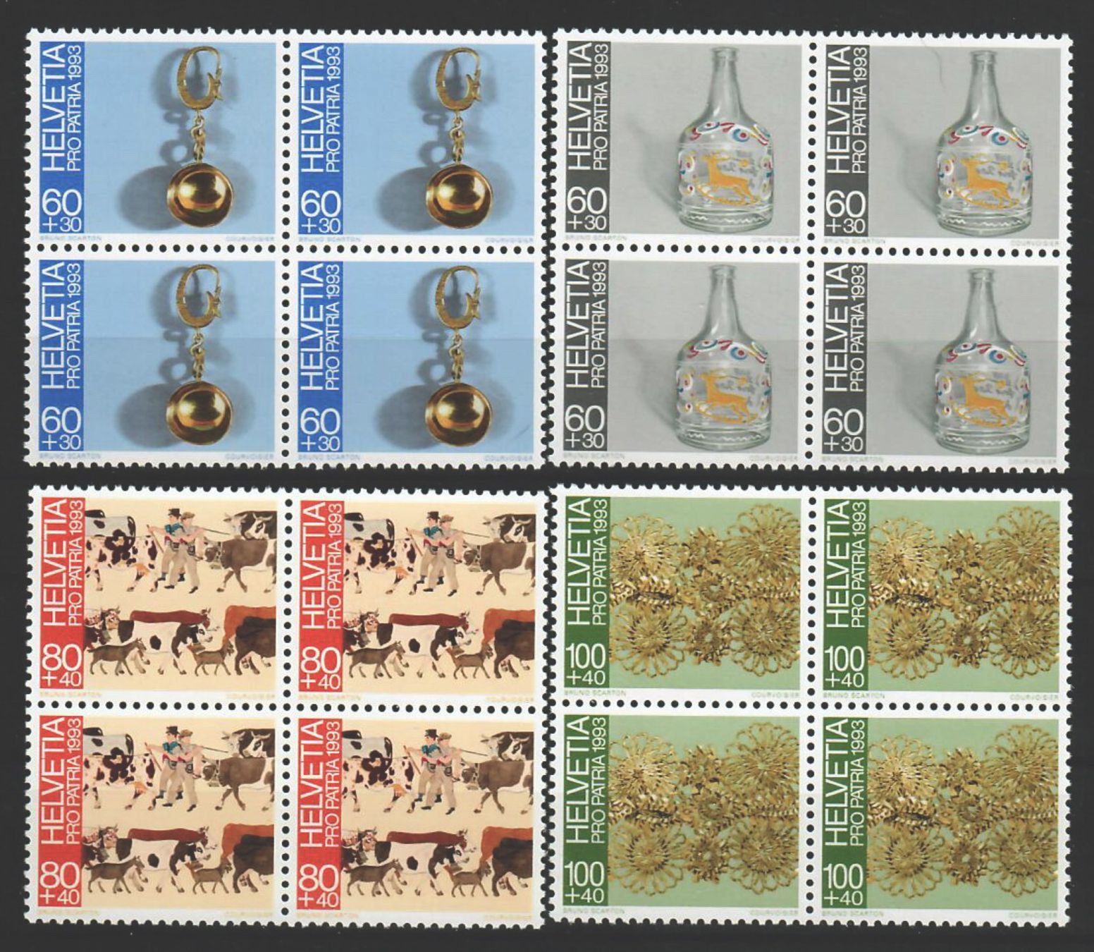 Tutti i francobolli: 1993, Pro Patria, Viererblöcke ** – Usato da Willisau venduto da Vollstempel