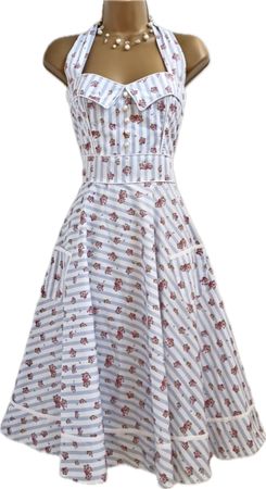 Robe Hell Bunny Vixen, rayures et roses, taille M